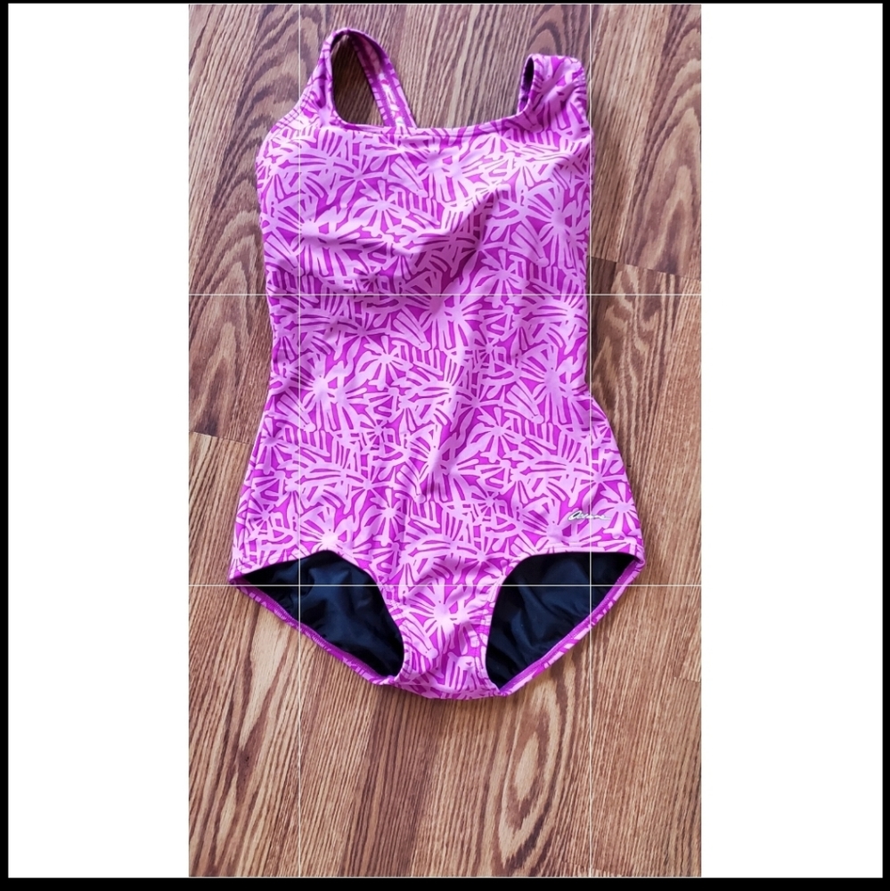 Ocean 1 piece womens bathing suit pink fus…